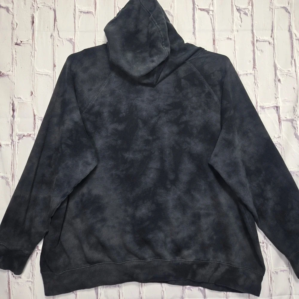 Old Navy Easy Vintage Hoodie Black Tonal Tie Dye Sweatshirt 2X Plus Pocket Comfy - Picture 6 of 10